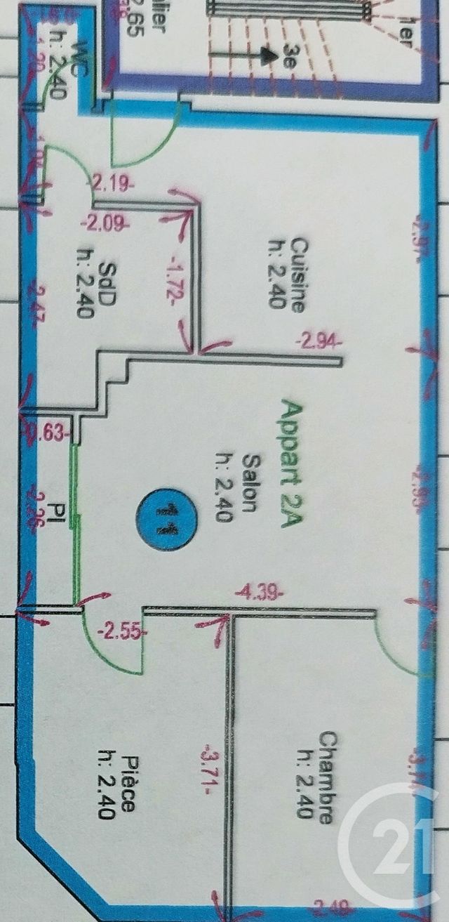 Appartement T3 à vendre - 3 pièces - 48.7 m2 - REIMS - 51 - CHAMPAGNE-ARDENNE - Century 21 Espace Conseil